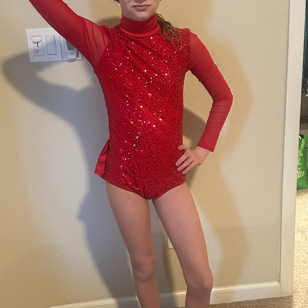 Balera Dance Costume-Red Sequined-Medium Child (MC)